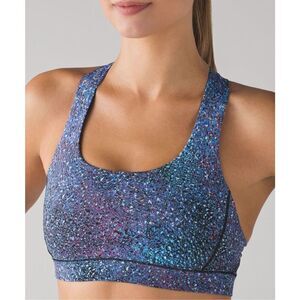 Lululemon Fast Lane Strive Multi Black Sports Bra Multicolor Gym Workout Size 12